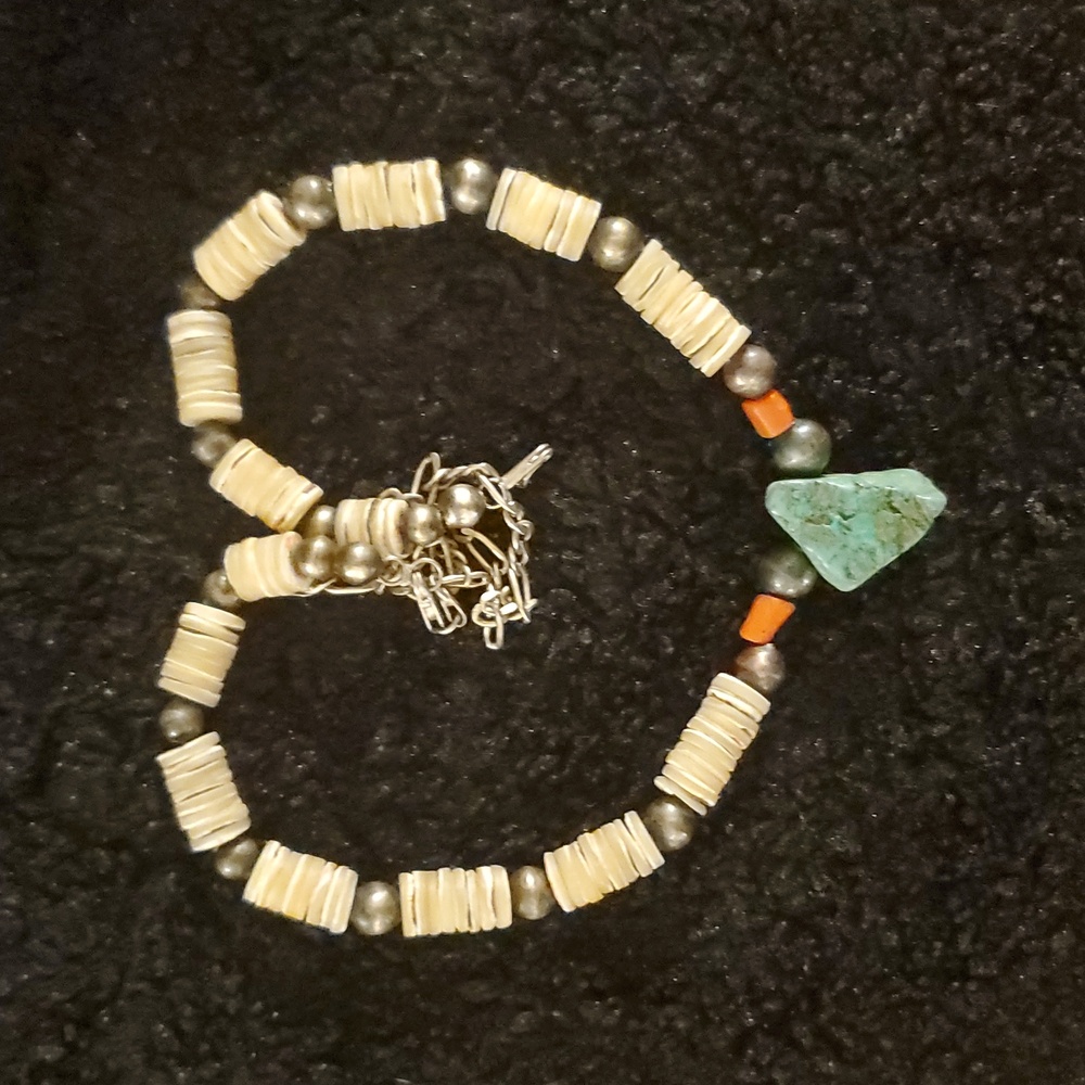 Native American Sterling Silver Necklace Vintage Coral Turquoise